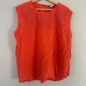 LOFT Women's Orange Sleeveless Top Tank Top Blouse Summer Casual XL